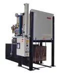 Gas fired bottom drop furnace with quench tank for heat treating aluminum parts